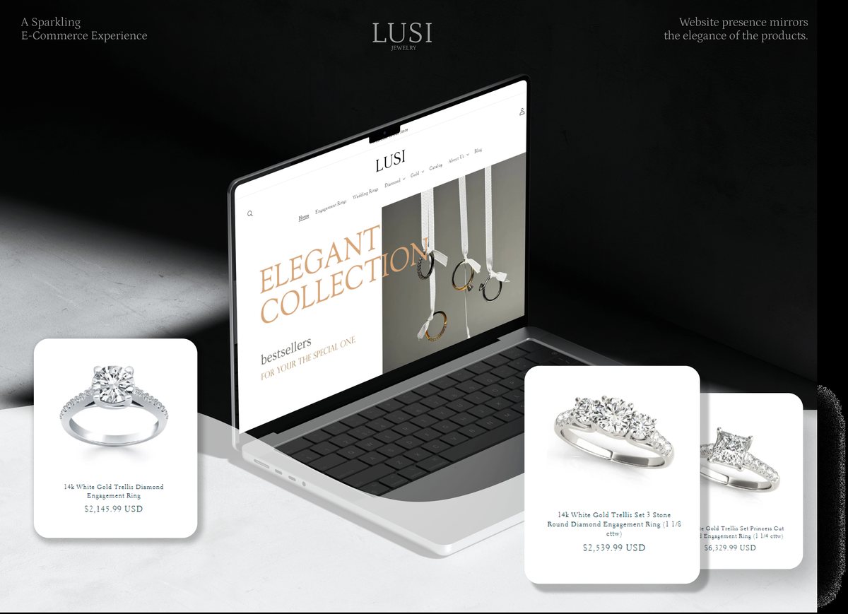 Lusi Jewelry e-commerce catalog homepage